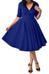 Unique Vintage 1950s Blue & Black Sleeved Eva Marie Swing Dress